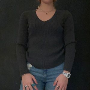 V neck sweater size large gray
